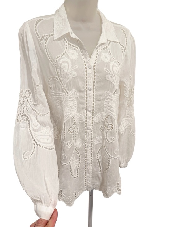 Johnny Was | Chryssie Camp Shirt In Roseann White - Embroidered - Boho - NWT - Picture 5 of 12